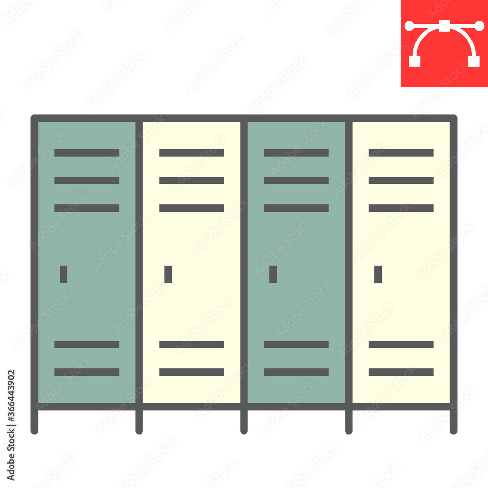 School lockers color line icon, school and education, locker sign vector graphics, editable stroke colorful linear icon, eps 10. School lockers color line icon, school and education, locker sign vector graphics, editable stroke colorful linear icon, eps 10.