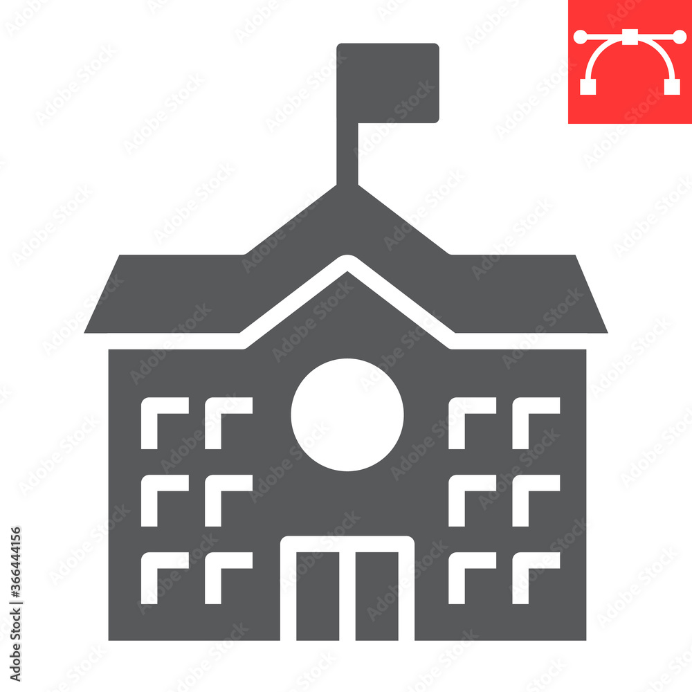 School Building glyph icon, school and education, house sign vector graphics, editable stroke solid icon, eps 10. School Building glyph icon, school and education, house sign vector graphics, editable stroke solid icon, eps 10.