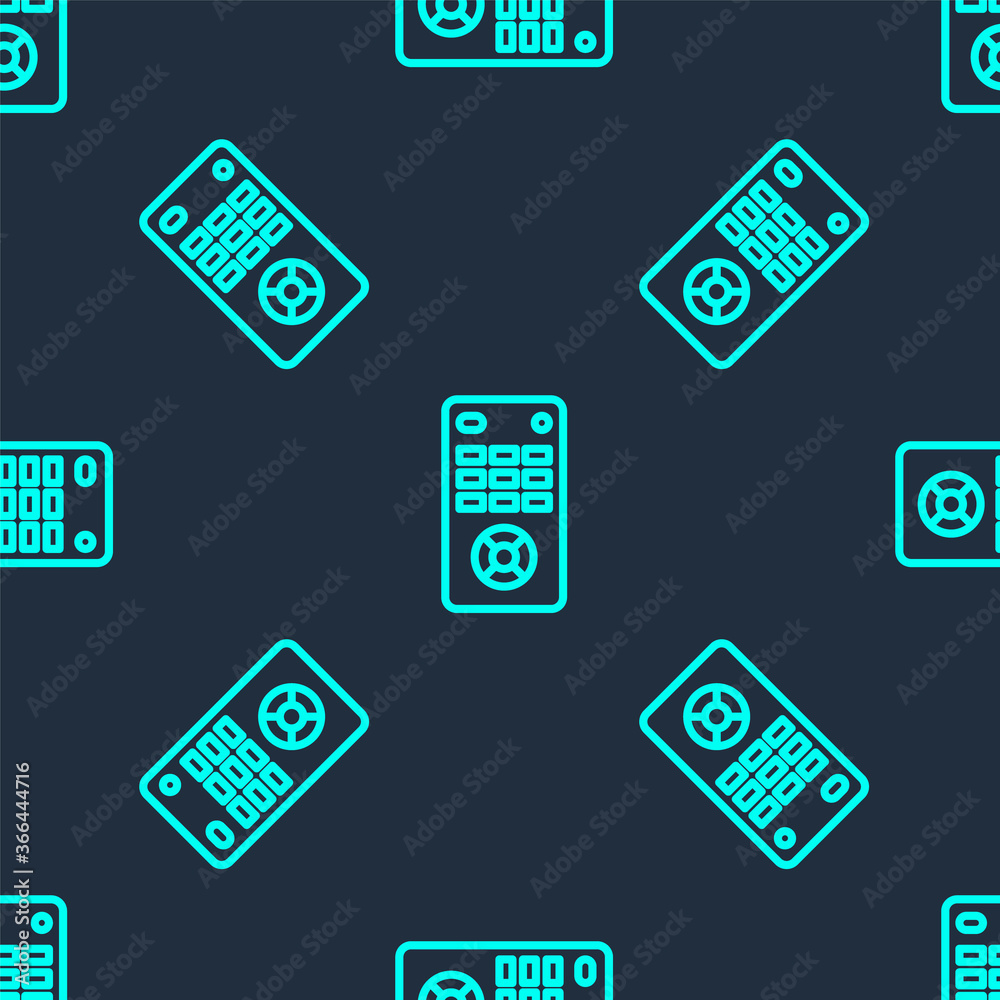 Green line Remote control icon isolated seamless pattern on blue background. Vector Illustration. Green line Remote control icon isolated seamless pattern on blue background. Vector Illustration.
