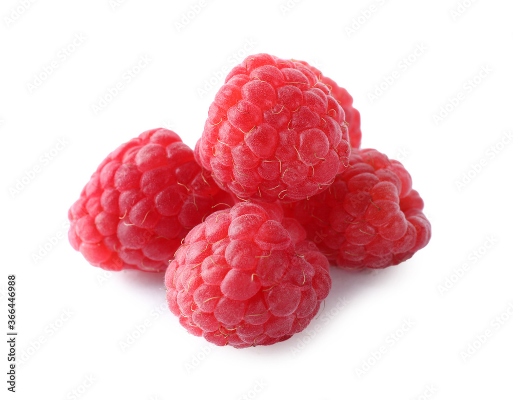 Delicious sweet ripe raspberries isolated on white Delicious sweet ripe raspberries isolated on white