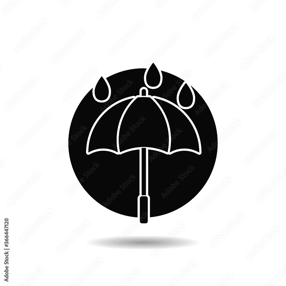 Umbrella rain icon with shadow