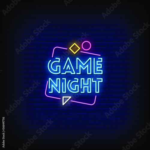 Game Night Neon Signs Style Text Vector
