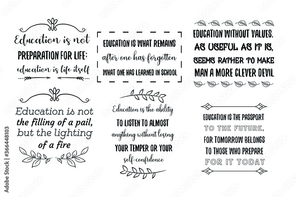 Set of Vector Quotes about knowledge and education. Calligraphy sayings for print. Set of Vector Quotes about knowledge and education. Calligraphy sayings for print.