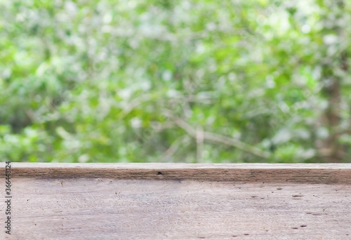 wood table with nature background