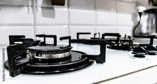 Photos Gas stove - old black metal gas cooker