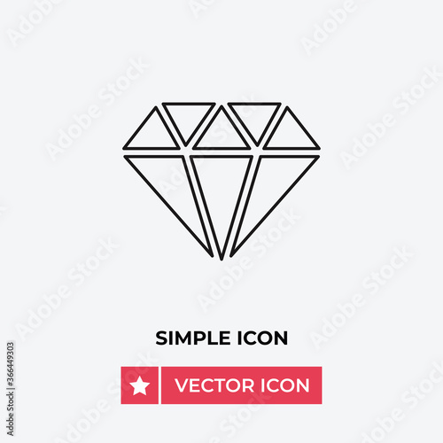 Diamond icon vector. Crystal sign