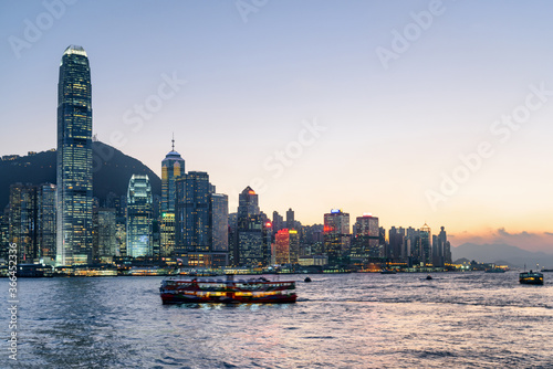 Photography Wonderful view of Hong Kong Island skyline at sunset