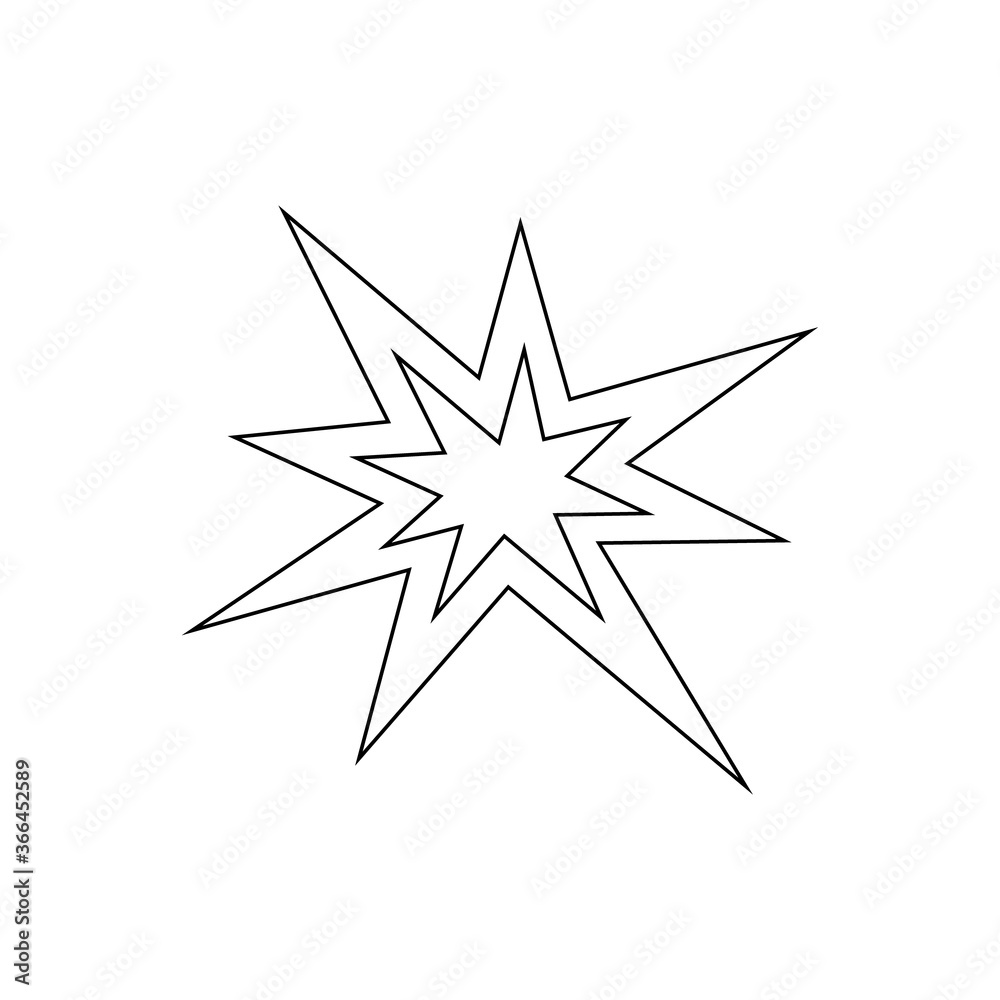 Fototapeta premium Boom fire line icon isolated on white. Black bursting vector illustration.
