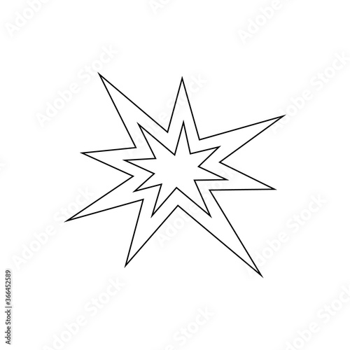 Boom fire line icon isolated on white. Black bursting vector illustration.