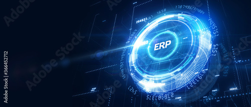 Business, Technology, Internet and network concept. Enterprise Resource Planning ERP corporate company management. 3D illustration.