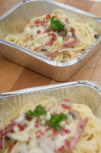 Pasta, Spaghetti Carbonara, creamy and delicuous photo