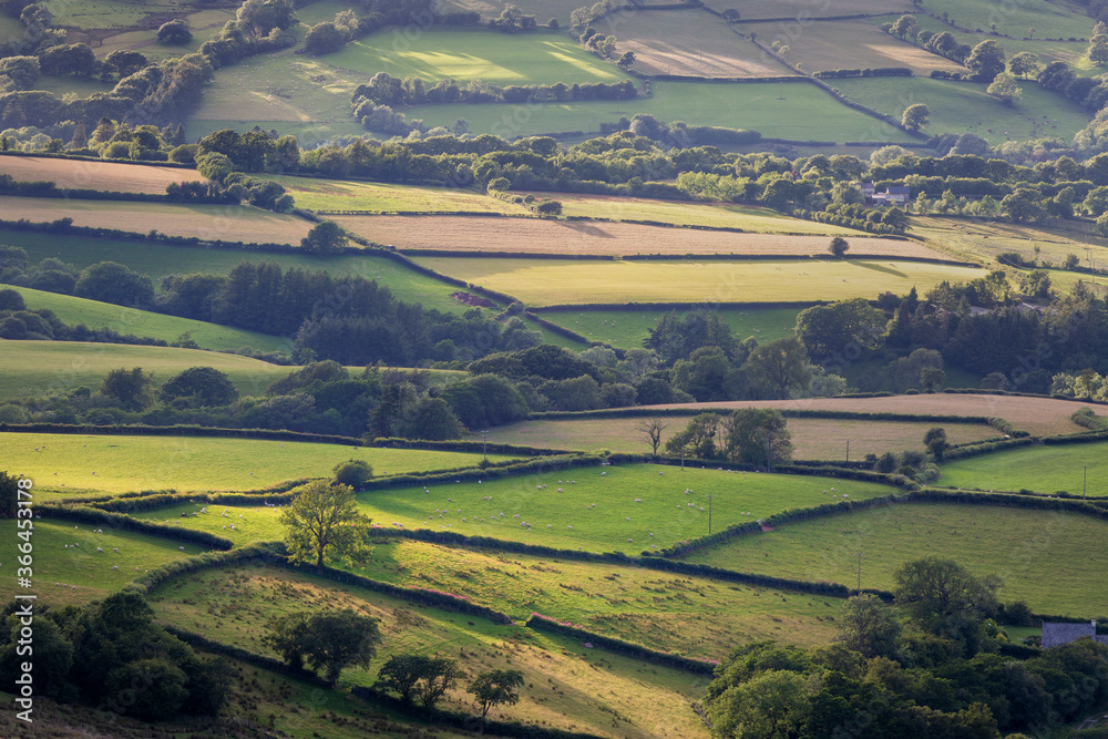 The fields and farmland on the Black Mountain in South Wales, UK
