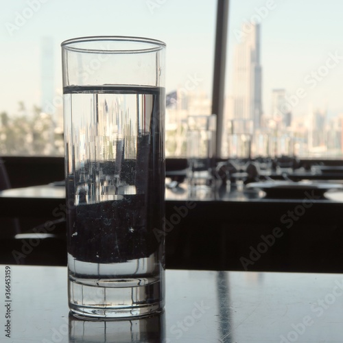 Glasses of water on dinning table during buffet