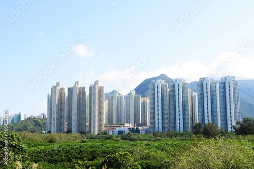 Canvas Print Residential buildings and public housing estate in Hong Kong