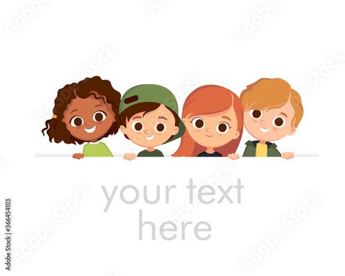 Group of kids smiling. School children template. Children Kids baby faces. Portrait of classmates.