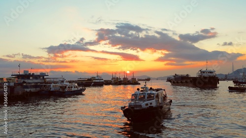 Beautiful sunset in the harbor