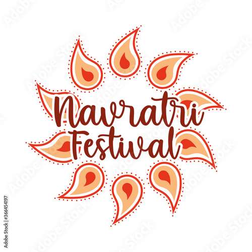 happy navratri festival indian celebration, goddess durga culture flat style icon