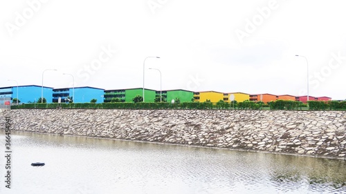Photography Colorful dormitories for foreign migrant workers in Punggol, Singapore