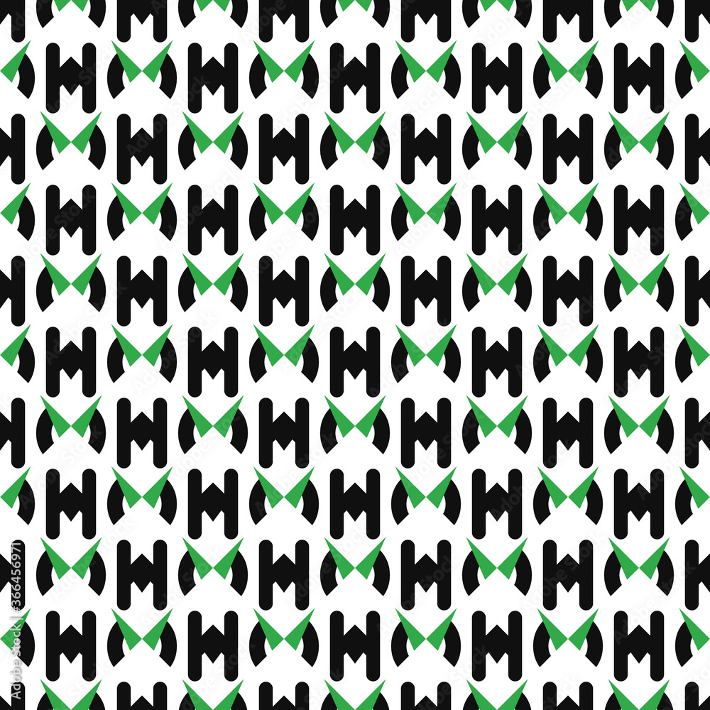 Vector seamless pattern texture background with geometric shapes, colored in black, green, white colors.