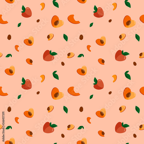 Fruit seamless pattern, Plum on pink wallpaper.