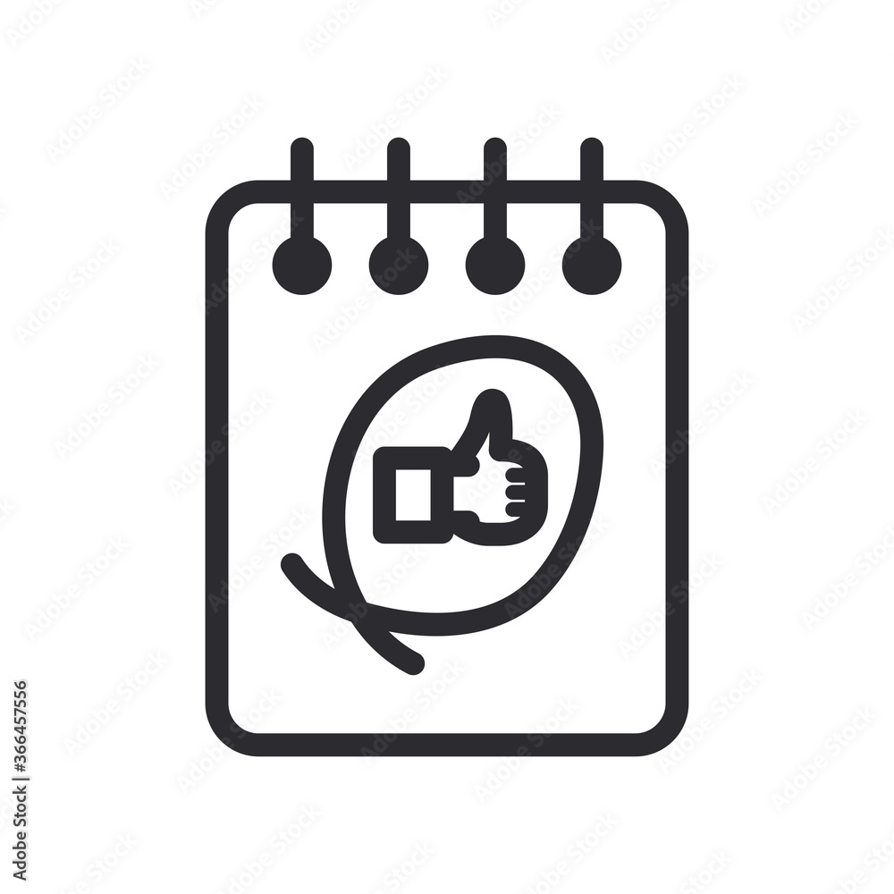like gesture with hand on notebook line style icon vector design like gesture with hand on notebook line style icon vector design