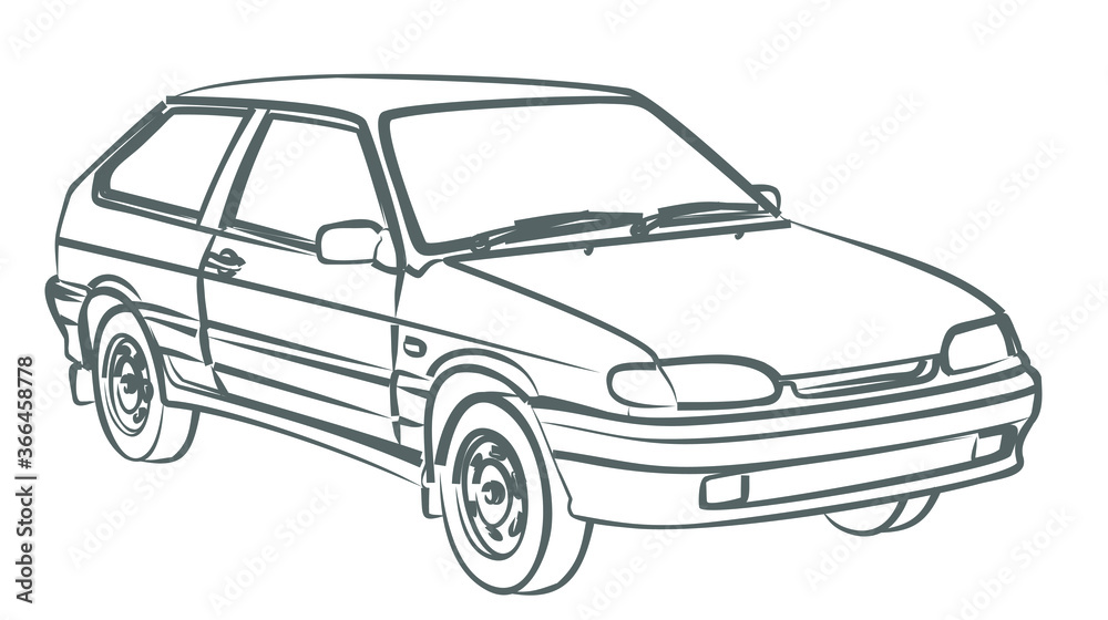  The Sketch of a old retro car.

