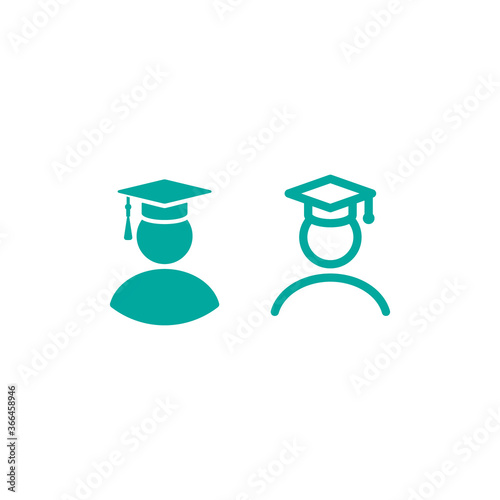 Simple line avatar. human figure with mortar board cap on head.