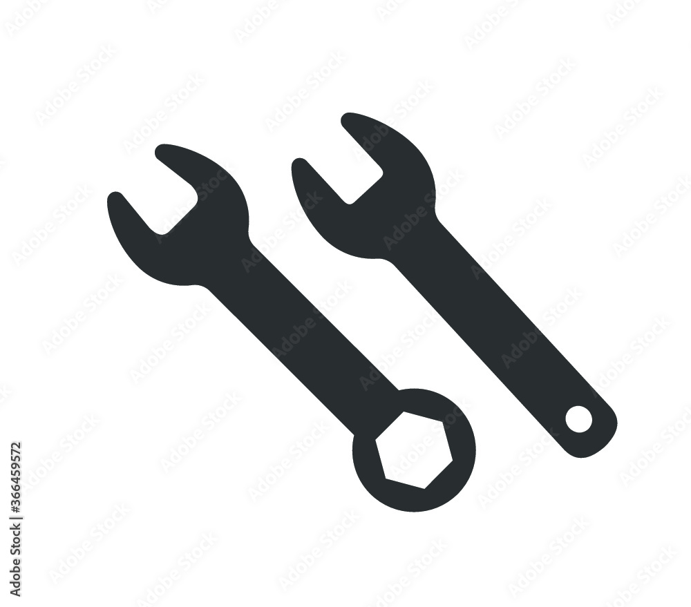 Wrench icon.  Car tool icon.  Spanner icon.  Construction tool vector design. 
