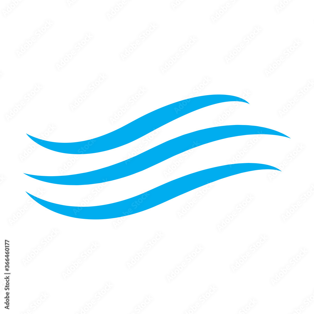 Water wave icon isolated on white background. Flat water wave icon for web site, design template and logo. Creative abstract concept, vector illustration