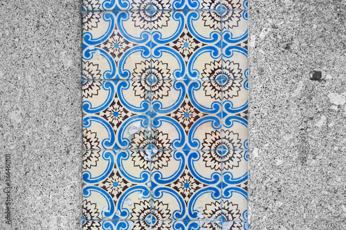 Old Blue, Brown And White Tiles (Azulejos), Braga, Portugal