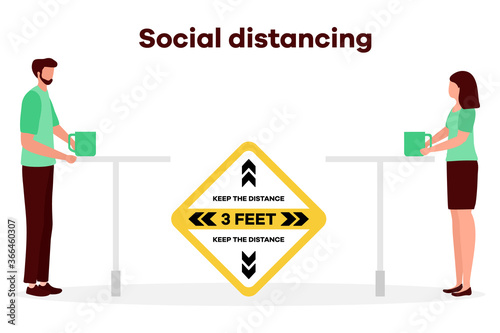 Quarantine Reopen cafe Social distancing People
