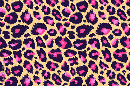 Trendy leopard pattern background. Hand drawn abstract wild animal cheetah skin pink yellow texture for fashion print design, wallpaper, cover, banner. Vector illustration