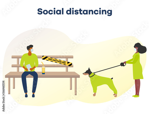 Quarantine park bench Social distancing People
