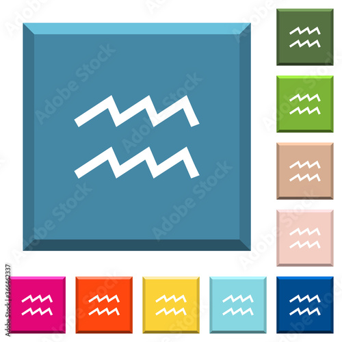 aquarius zodiac symbol white icons on edged square buttons