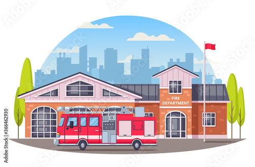 Fire Department Cartoon Composition