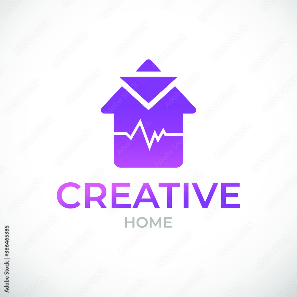 Creative home logo design, house icon, geometric house icon, gradient company design, real estate concept, interior and exterior design