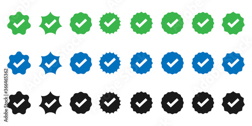 Approved icon collection. Profile verification and verification badge. Isolated vector set icon.