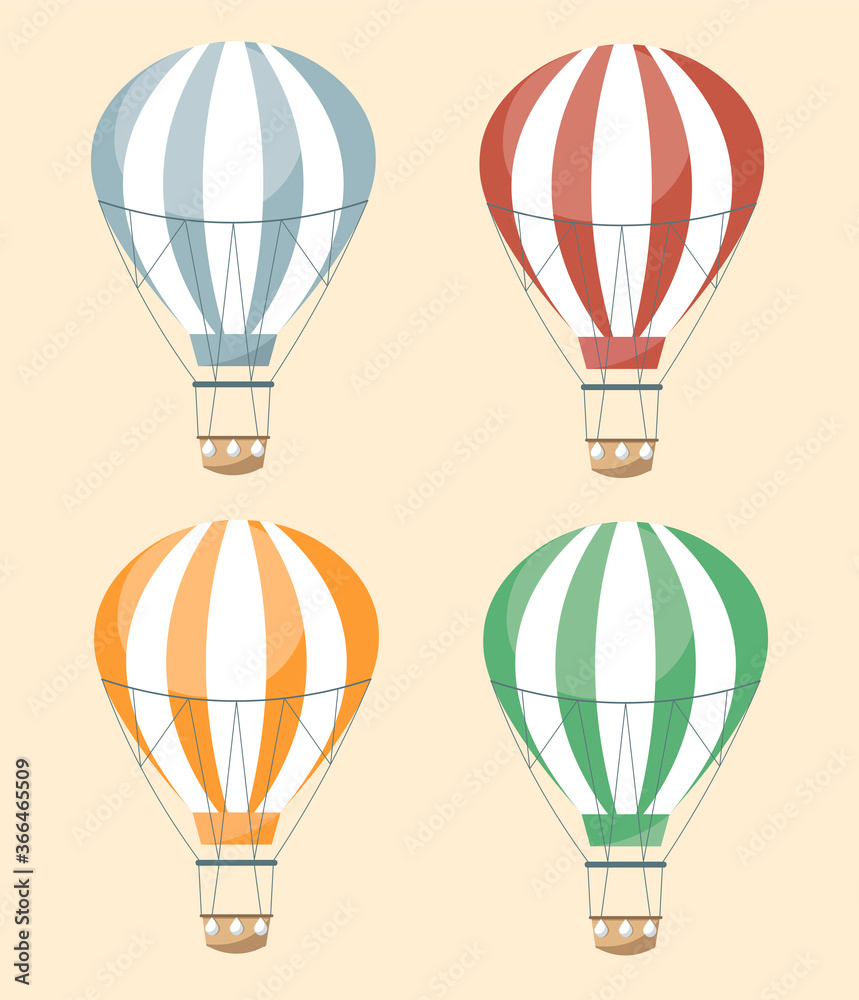 Fototapeta premium Hot air balloon set vector