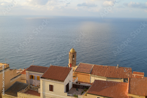 Church of Castelsardo with the sea