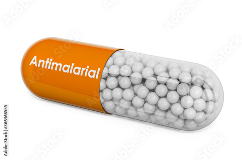 Antimalarial Drug, capsule with antimalarial. 3D rendering photo
