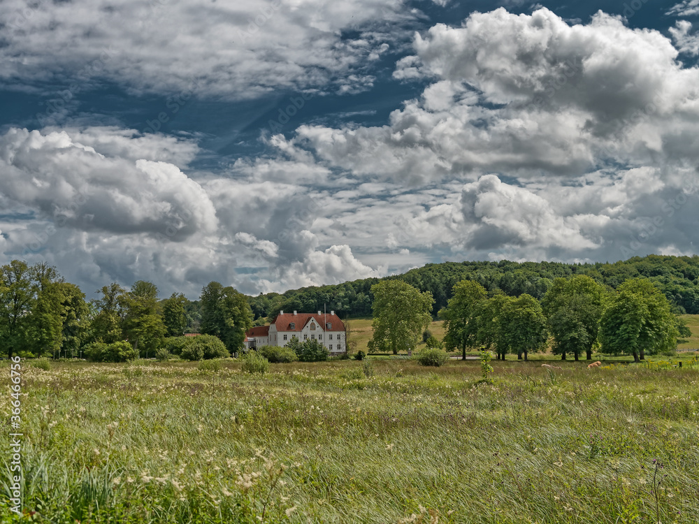 Haraldskaer castle near Vejle in the nature, Denmark