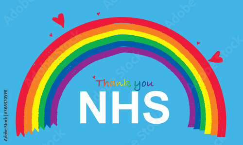 Thank you NHS Rainbow blue background vector illustration  photo