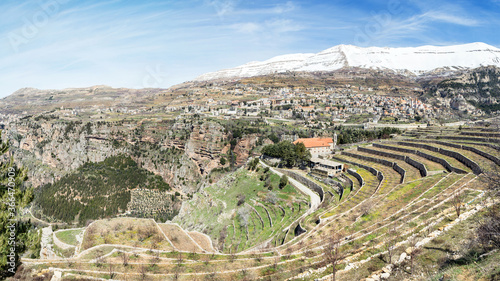 Saint Elisha monastery and Bsharri village, Lebanon