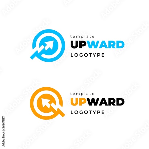 Upward logotype arrow and circles