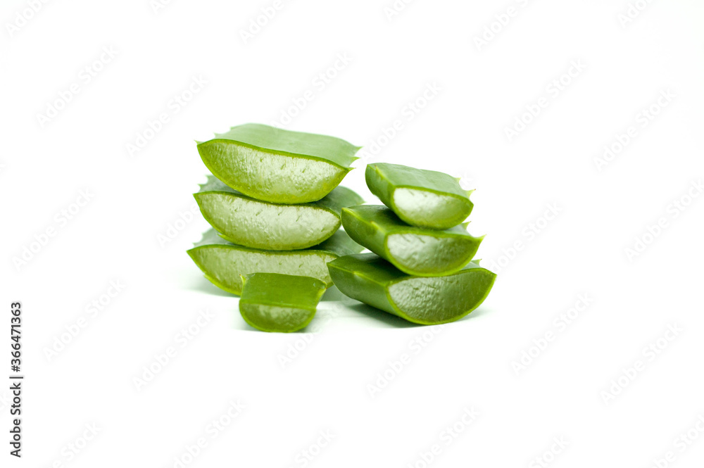 2 Row Stacks of Aloe Vera With One Small Cut in Front Fresh Natural Organic Ingredients Isolated in White Background 2 Row Stacks of Aloe Vera With One Small Cut in Front Fresh Natural Organic Ingredients Isolated in White Background