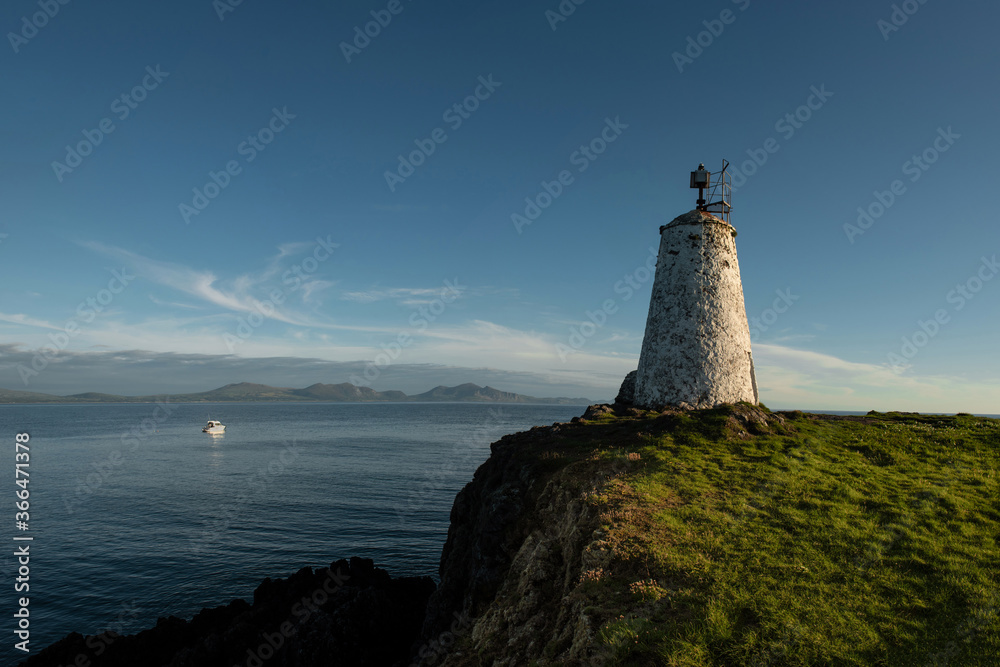 North Wales coast with the Goleudy Tŵr Bach lighthouse, UK