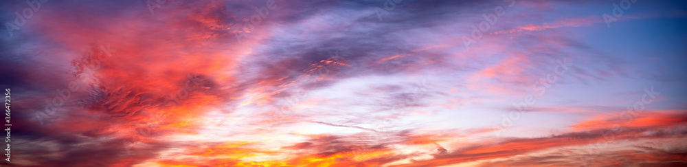 Colorful sunset, sunrise sky with clouds. Nature background
