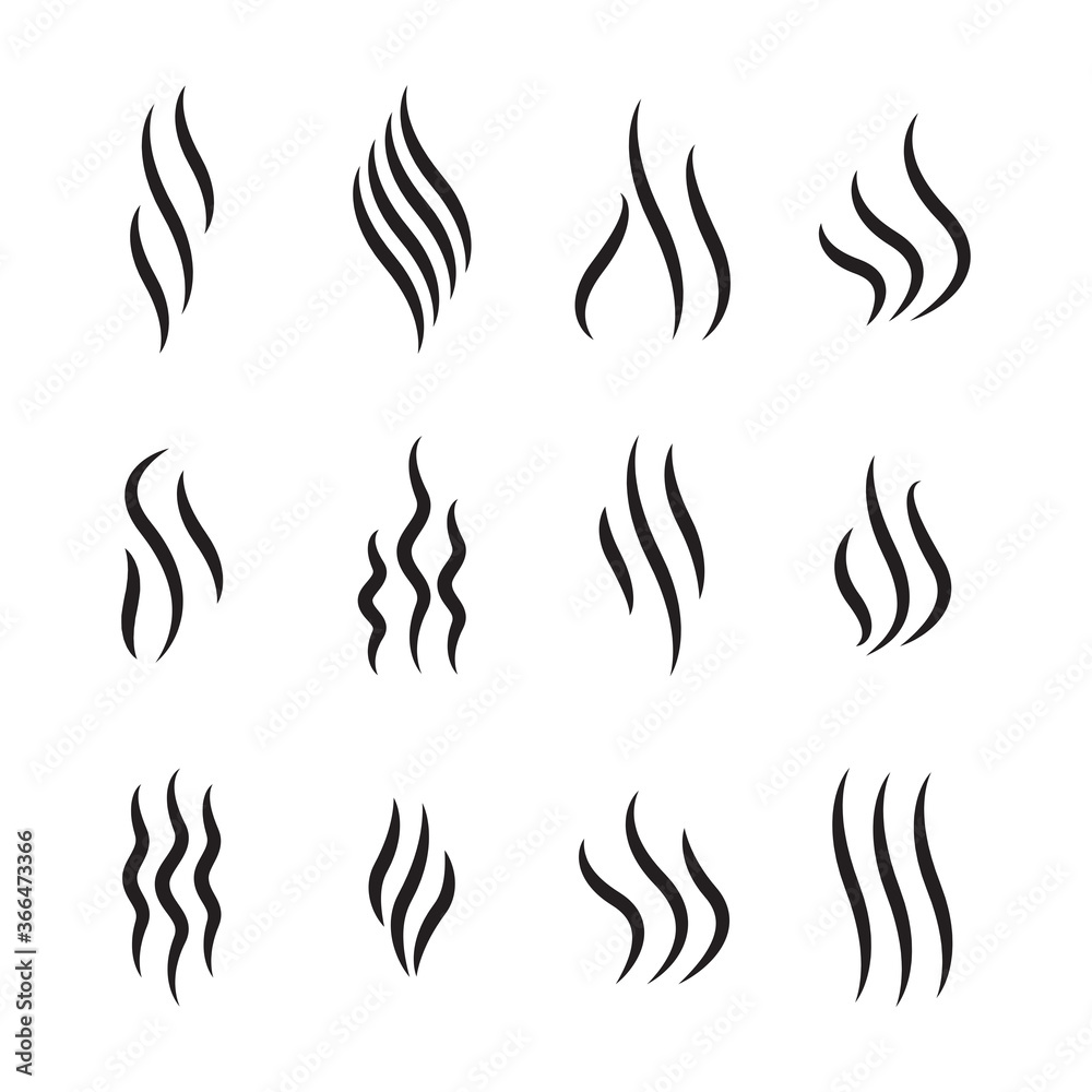 Steam icon set isolated on white background. Collection of steam icon for design template, smell sign, wave logo and smoke symbol. Creative abstract concept, vector illustration Steam icon set isolated on white background. Collection of steam icon for design template, smell sign, wave logo and smoke symbol. Creative abstract concept, vector illustration