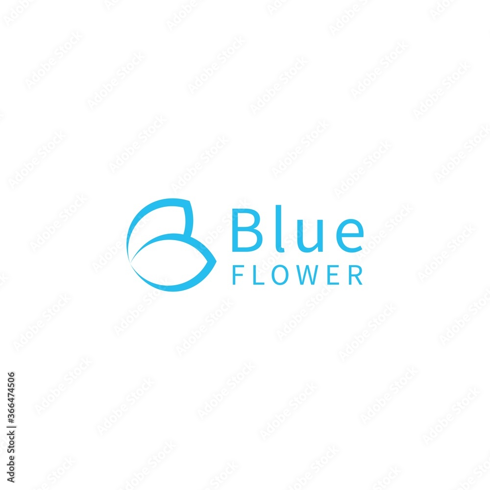 Obraz premium Simple Blue Flower Logo elegant Vector design