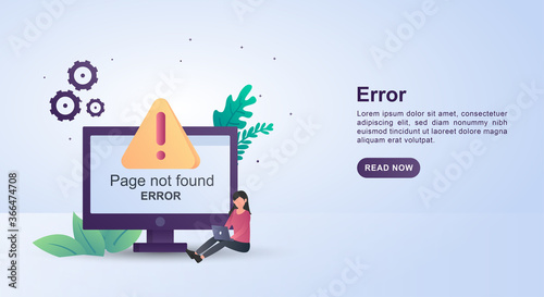 Illustration concept of page not found with the person playing the laptop.